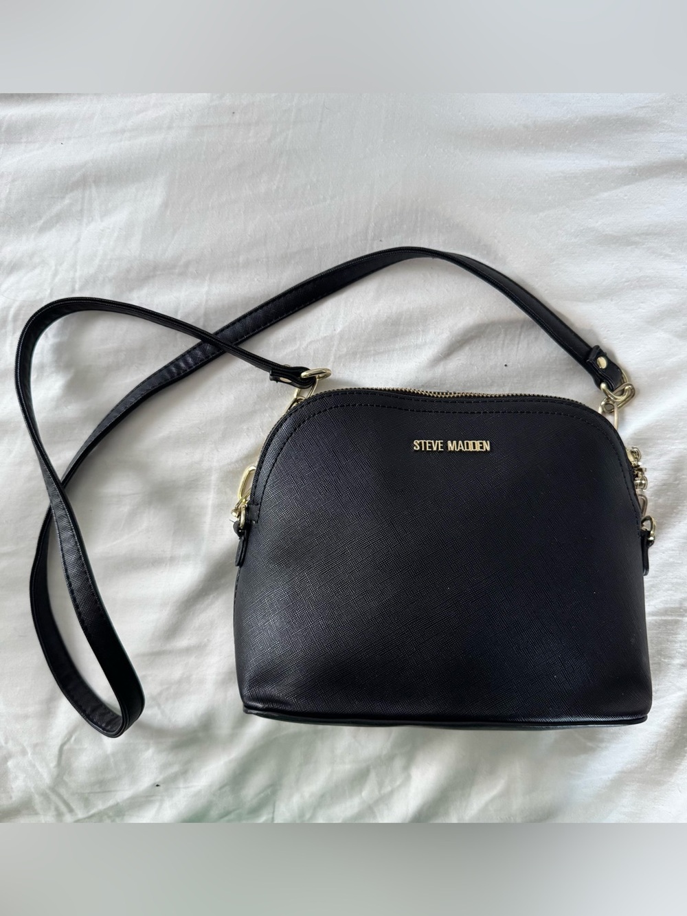 Steve Madden Crossbody Textured Faux Leather Bag with Gold Hardware